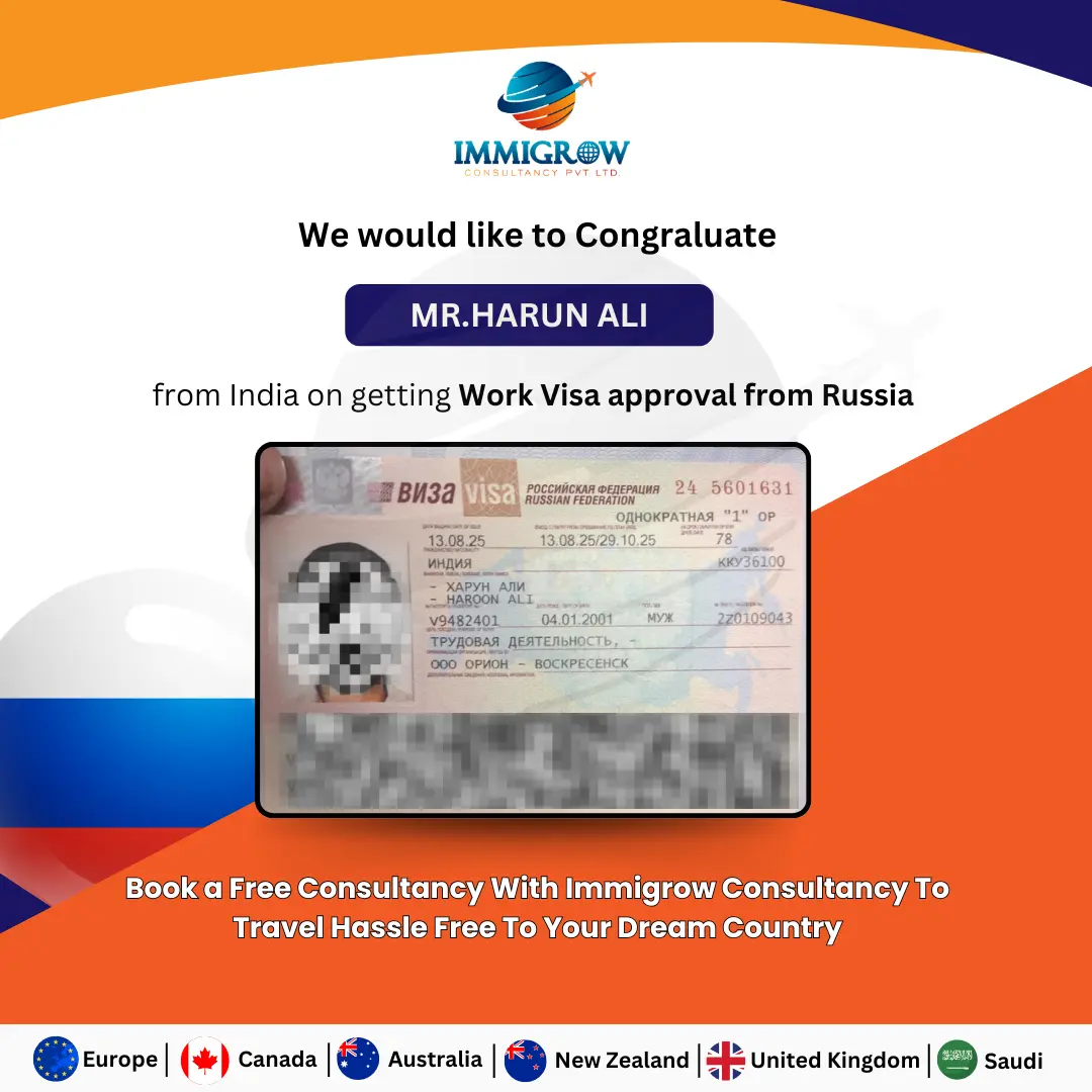 Russia work visa approval India